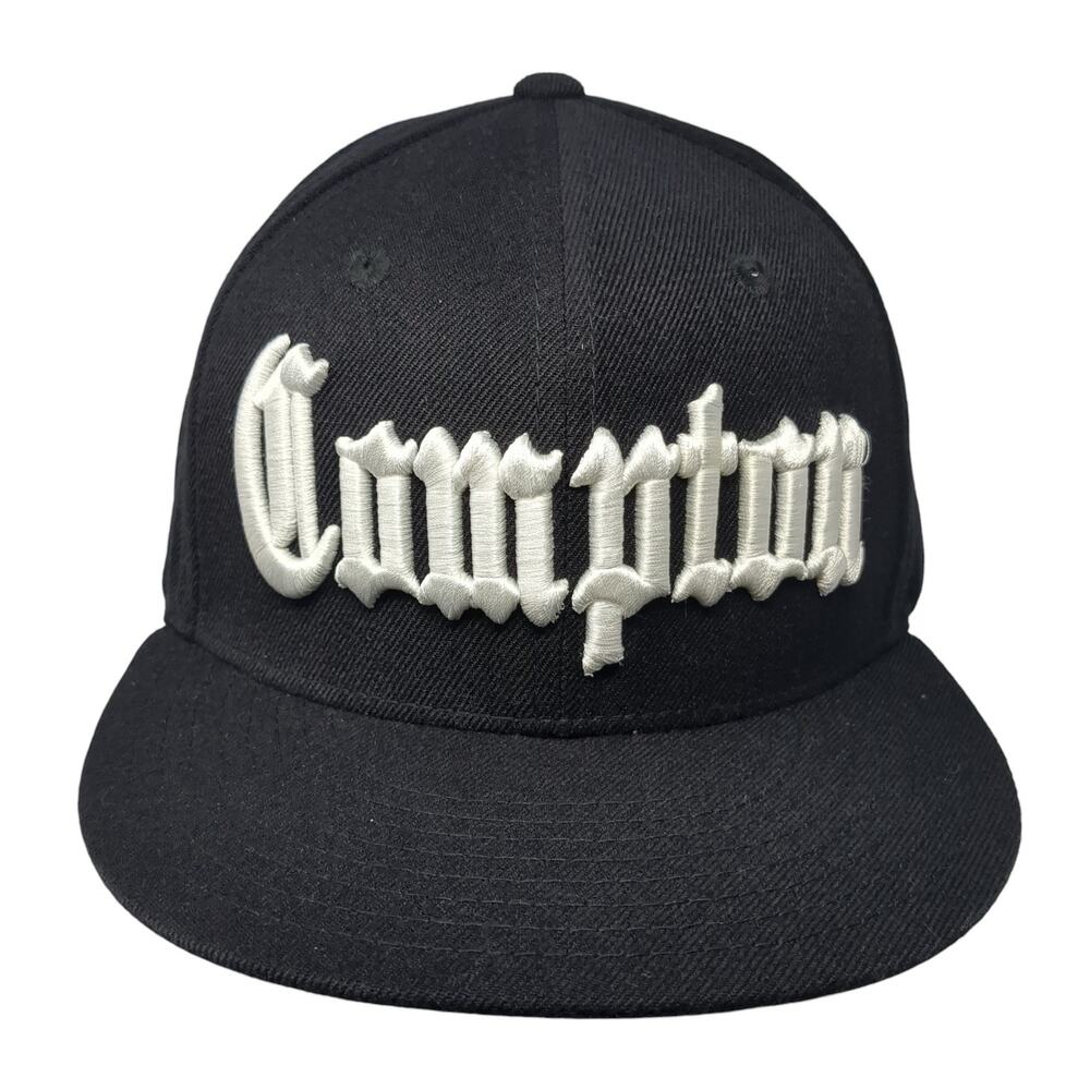 Compton Snapback Hat Black One Size Solid Embroid… - image 1